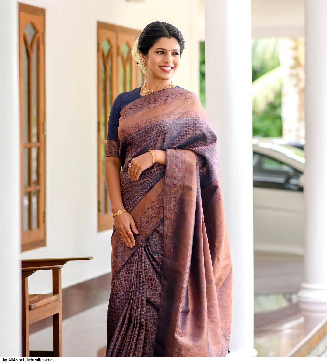 KP 4045 SOFT LICHI SILK SAREE