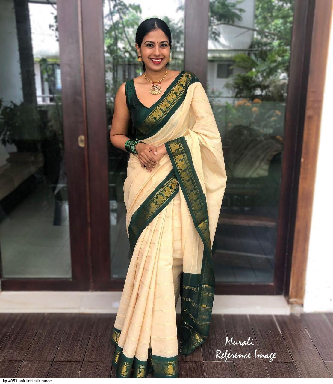 KP 4053 SOFT LICHI SILK SAREE