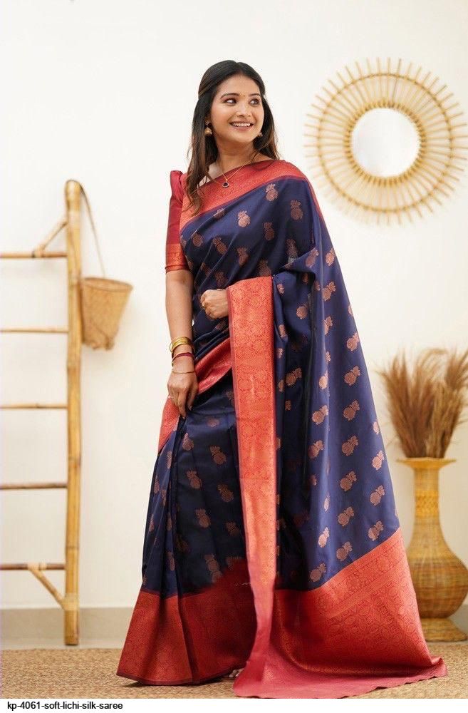 KP 4061 SOFT LICHI SILK SAREE D