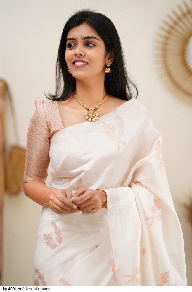KP 4091 SOFT LICHI SILK SAREE