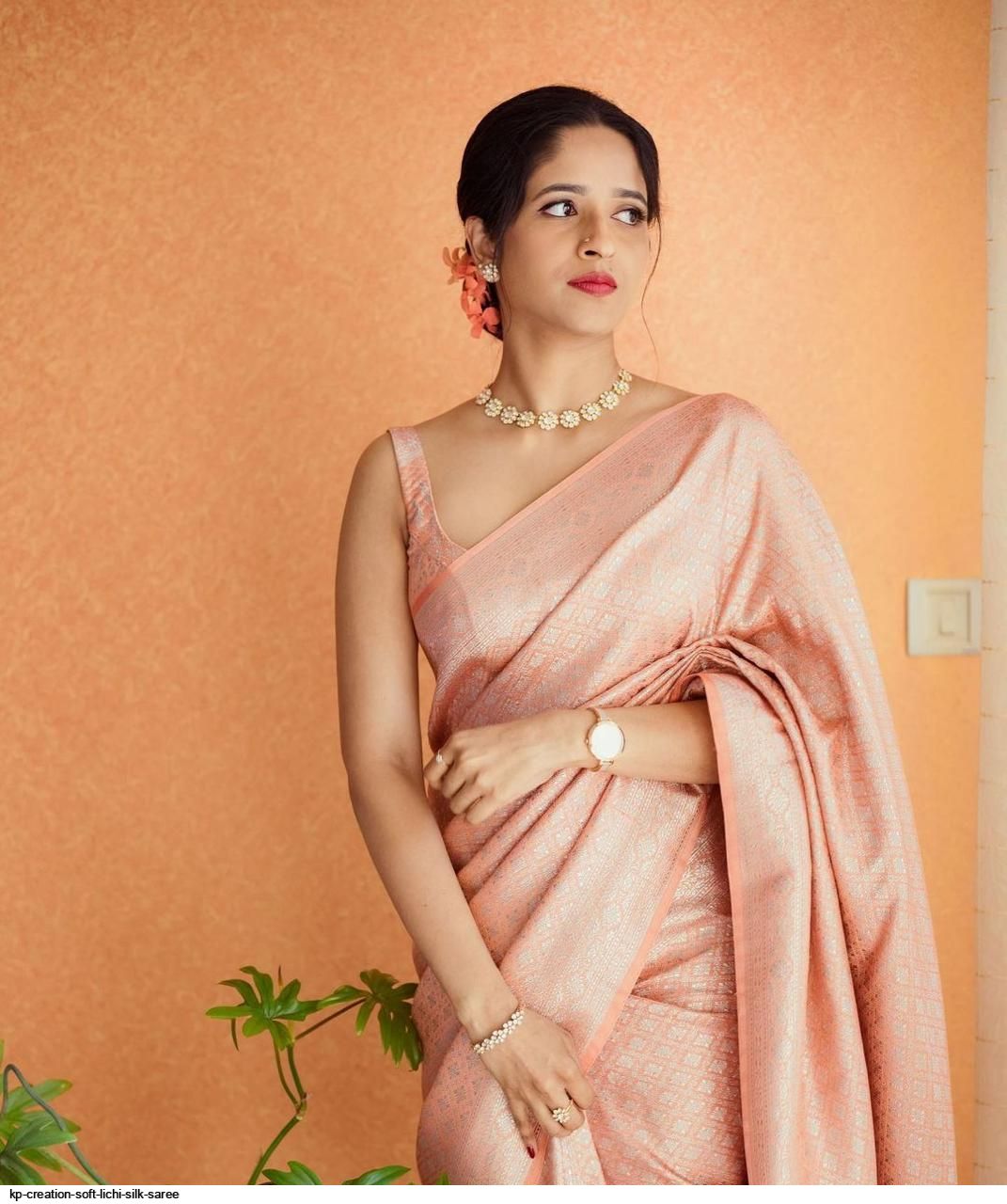 KP CREATION SOFT LICHI SILK SAREE