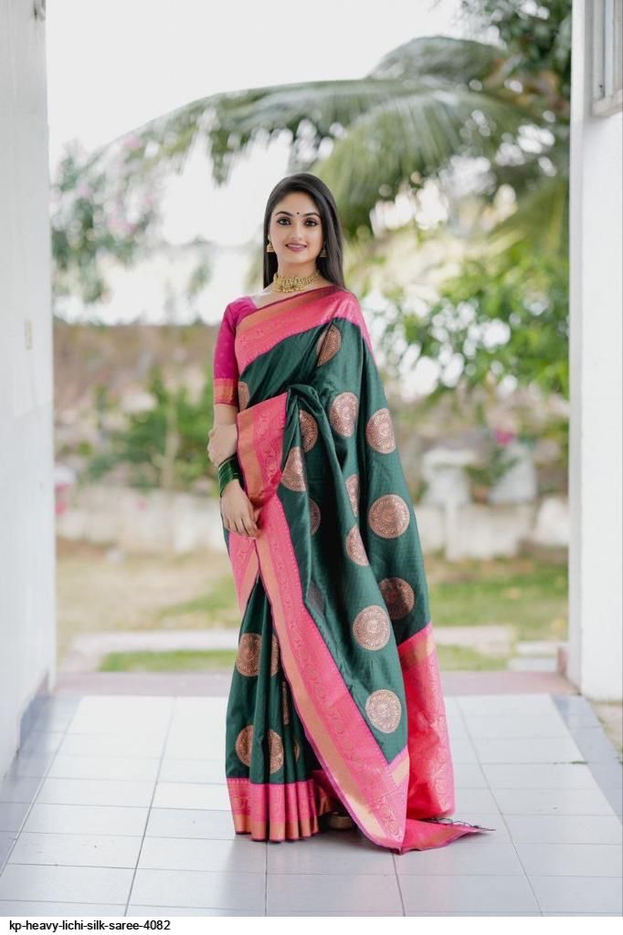 KP HEAVY LICHI SILK SAREE 4082