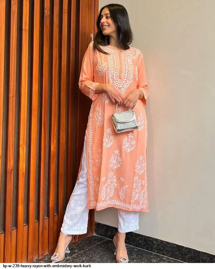 KP W 239 HEAVY RAYON WITH EMBROIDERY WORK KURTI 1
