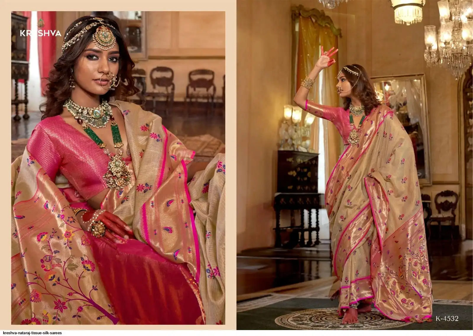 KRESHVA NATARAJ TISSUE SILK SAREES 4532