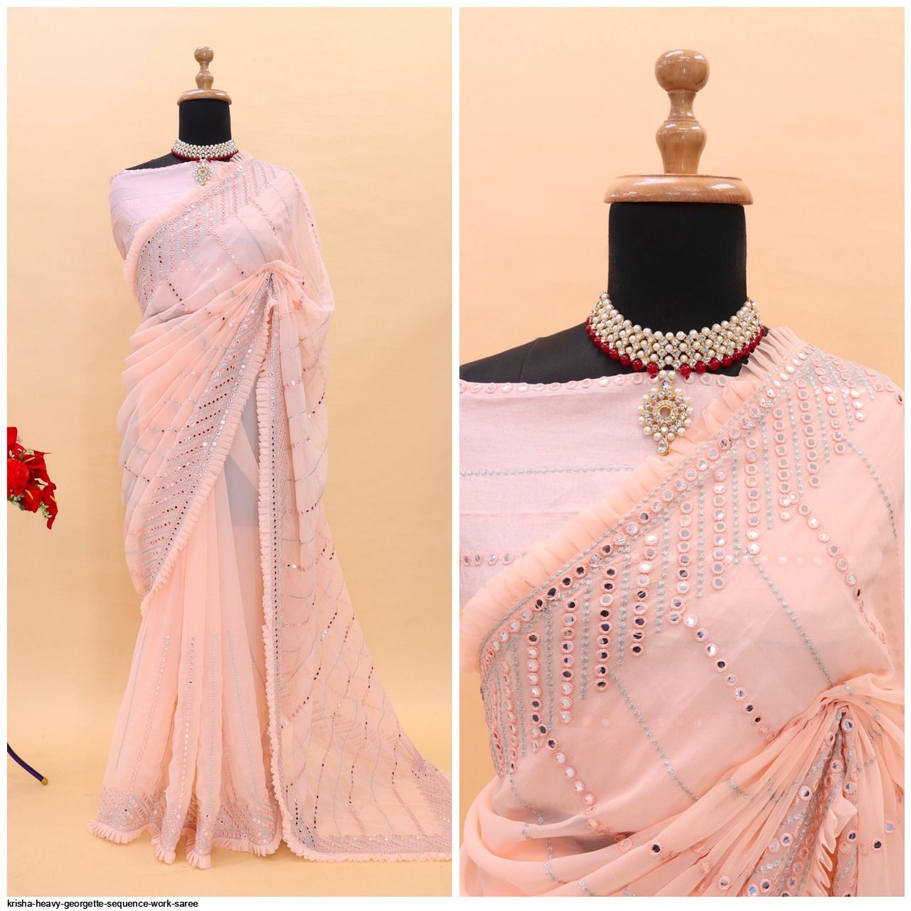 Festive, Party Wear Pink and Majenta color Georgette fabric Saree : 1908664