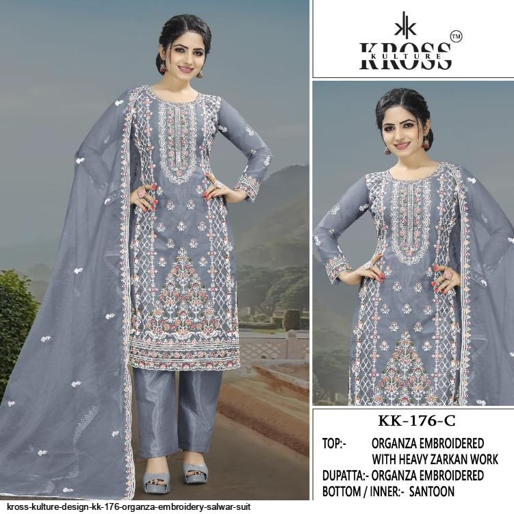 KROSS KULTURE DESIGN KK 176 Organza embroidery Salwar Suit
