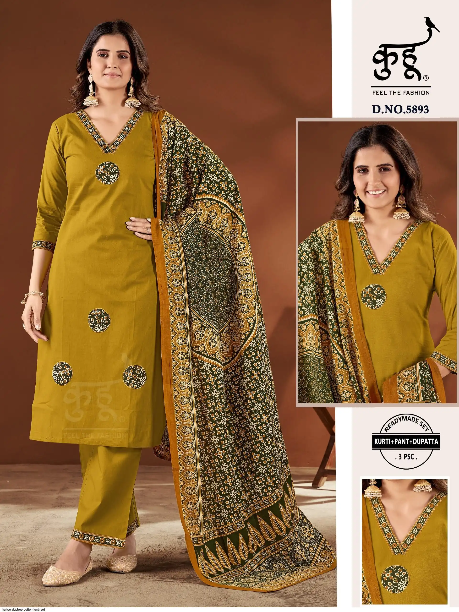 KUHOO DABBOO COTTON KURTI SET 5893