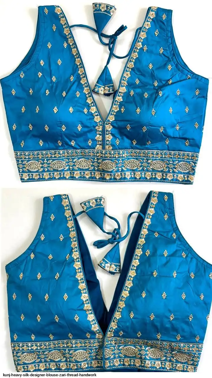 KUNJ HEAVY SILK DESIGNER BLOUSE ZARI THREAD HANDWORK A