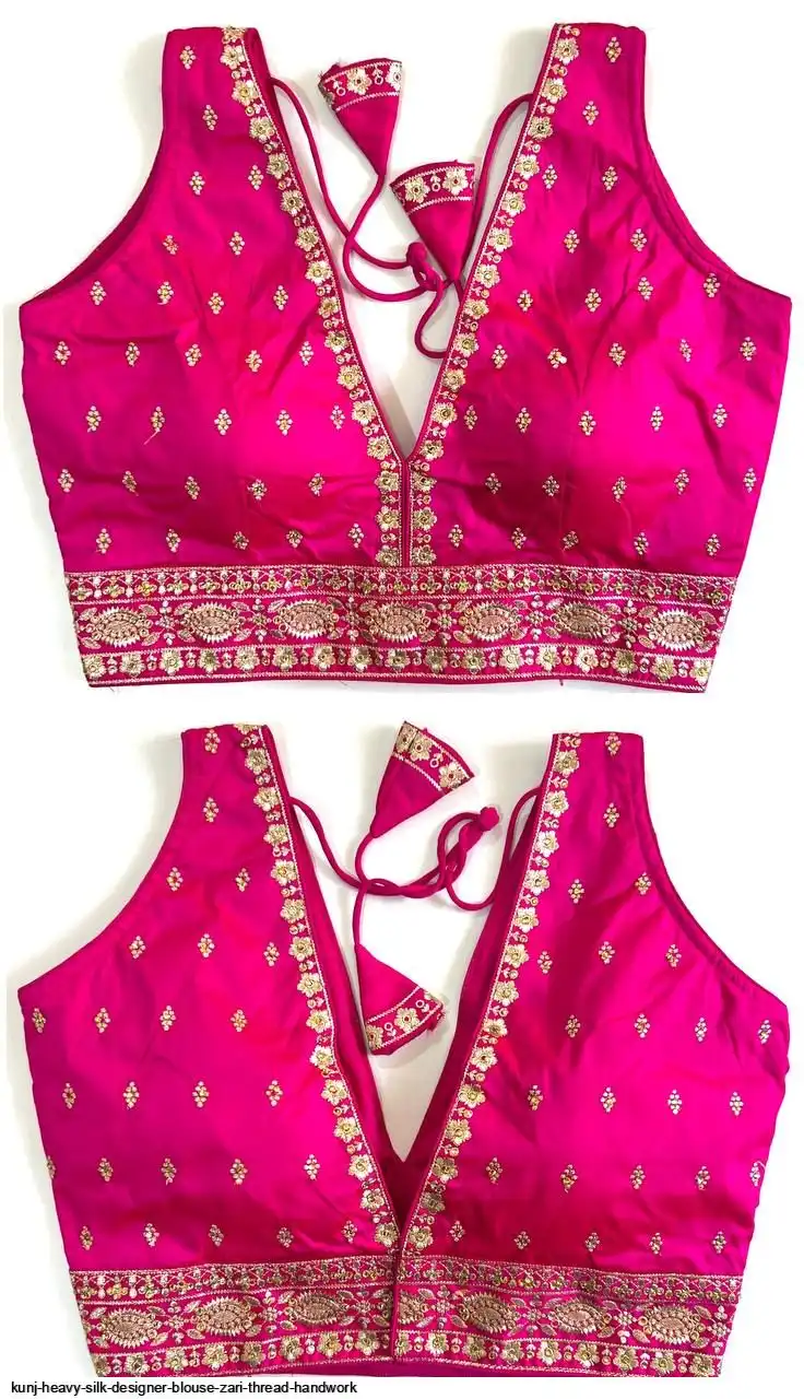 KUNJ HEAVY SILK DESIGNER BLOUSE ZARI THREAD HANDWORK G