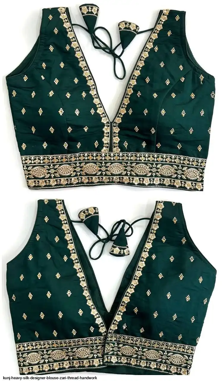 KUNJ HEAVY SILK DESIGNER BLOUSE ZARI THREAD HANDWORK B