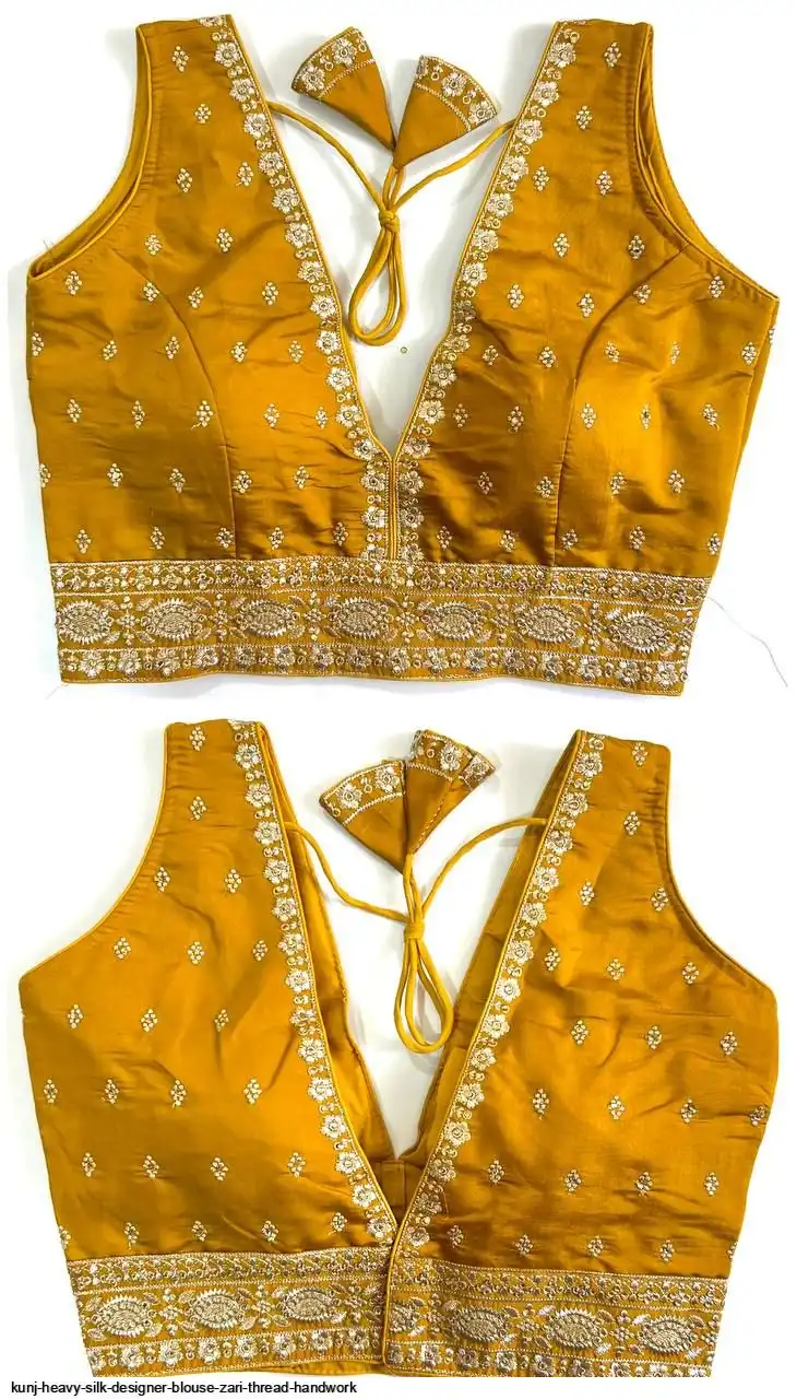 KUNJ HEAVY SILK DESIGNER BLOUSE ZARI THREAD HANDWORK L