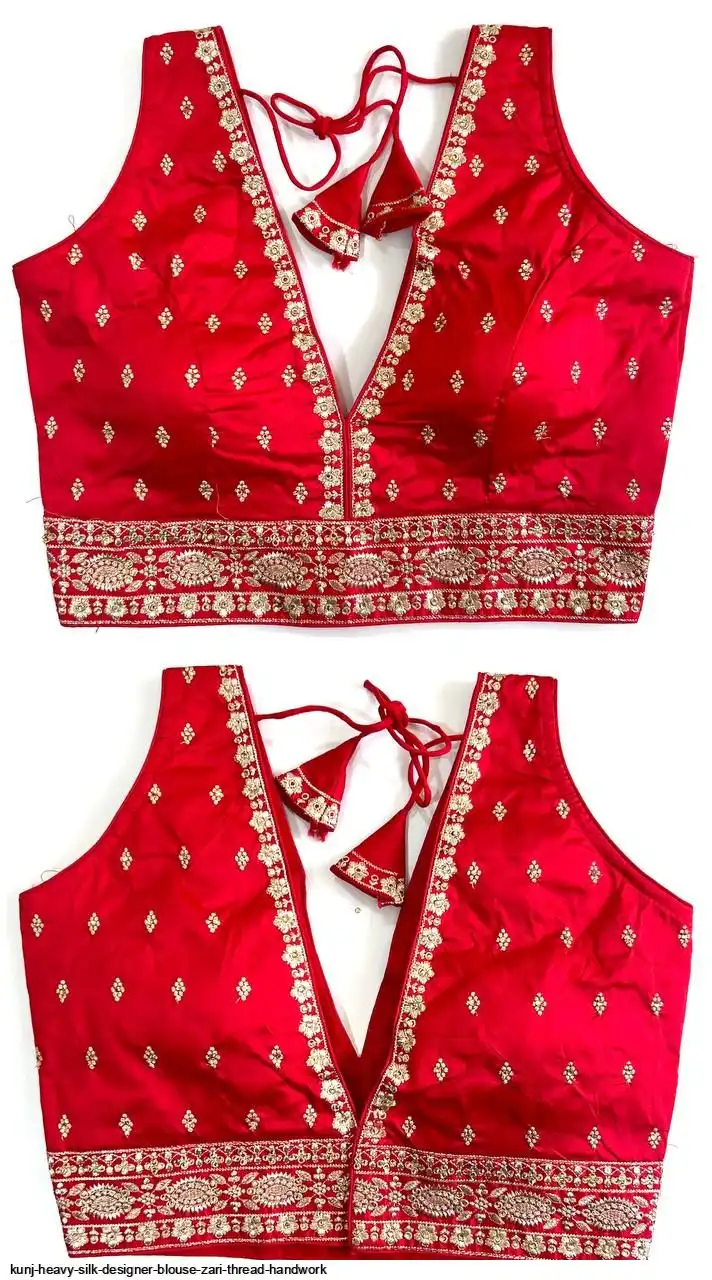 KUNJ HEAVY SILK DESIGNER BLOUSE ZARI THREAD HANDWORK C