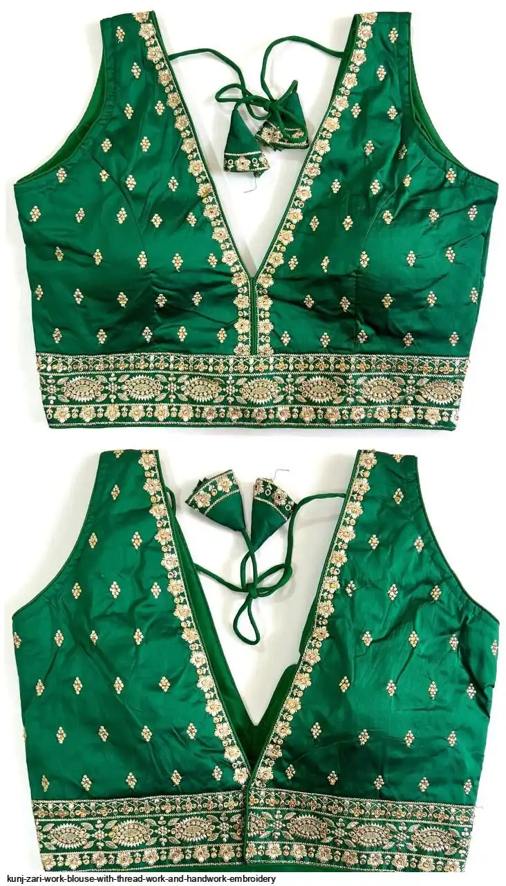 KUNJ ZARI WORK BLOUSE WITH THREAD WORK AND HANDWORK EMBROIDERY 5