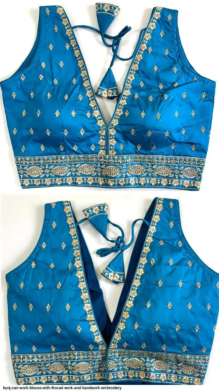KUNJ ZARI WORK BLOUSE WITH THREAD WORK AND HANDWORK EMBROIDERY 4