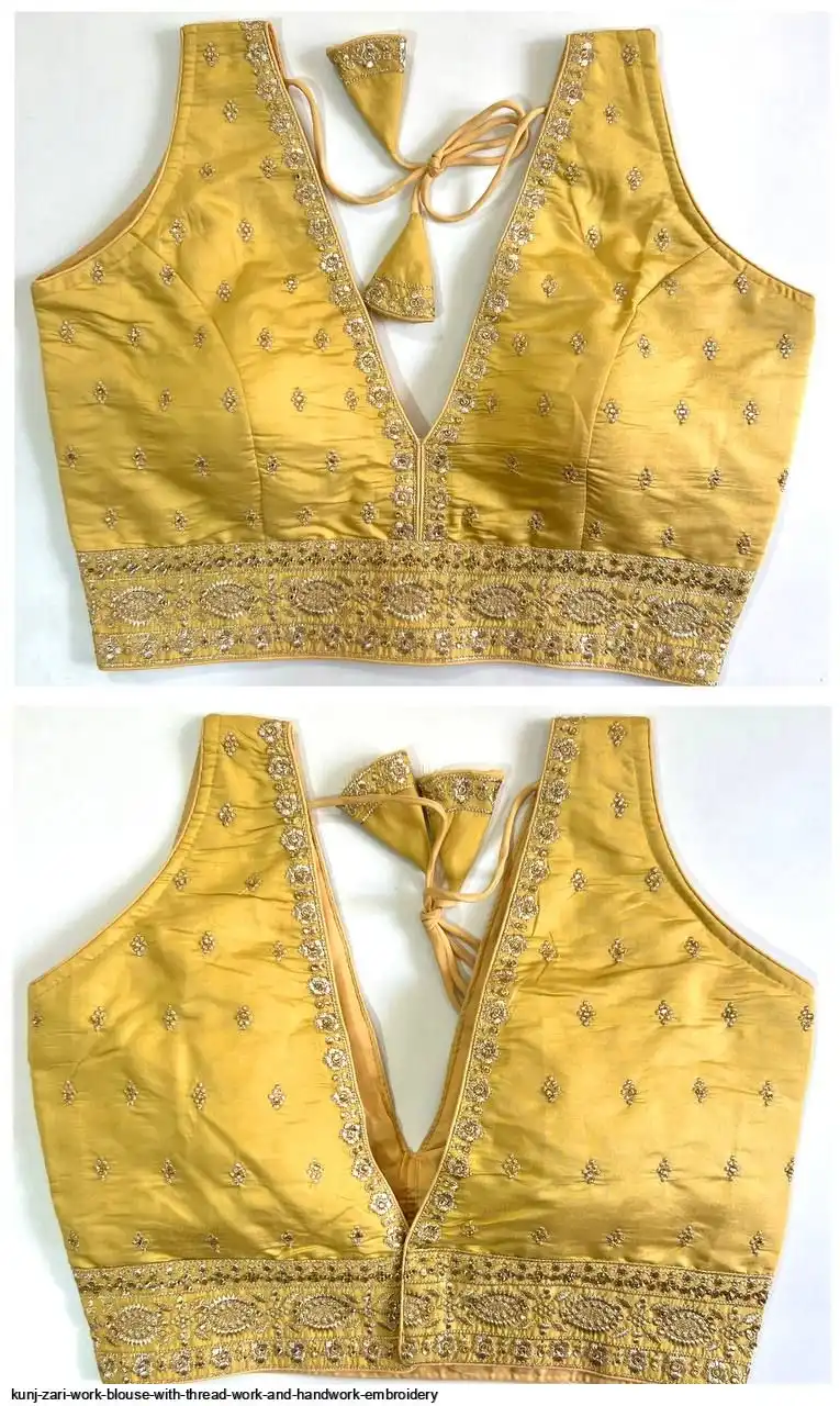 KUNJ ZARI WORK BLOUSE WITH THREAD WORK AND HANDWORK EMBROIDERY 8