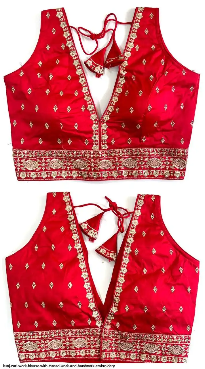 KUNJ ZARI WORK BLOUSE WITH THREAD WORK AND HANDWORK EMBROIDERY 7
