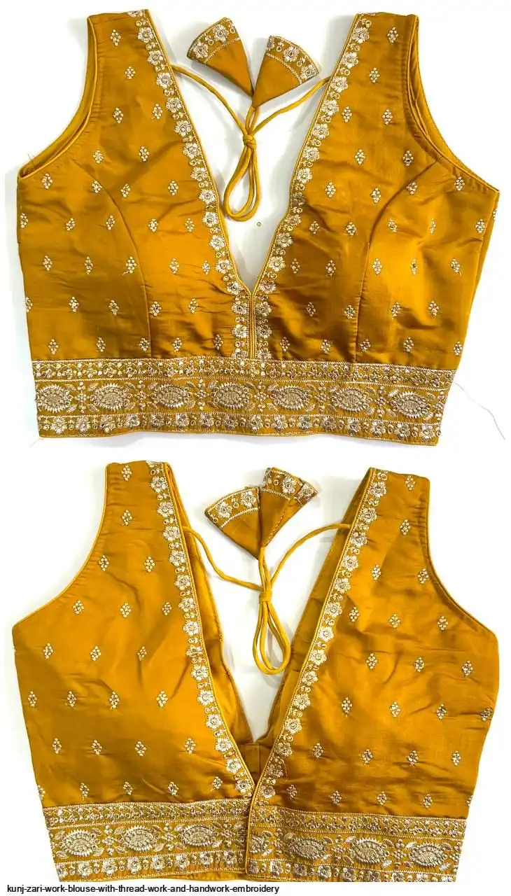 KUNJ ZARI WORK BLOUSE WITH THREAD WORK AND HANDWORK EMBROIDERY 13