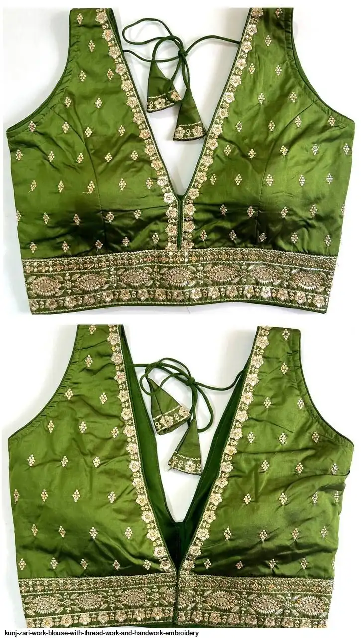 KUNJ ZARI WORK BLOUSE WITH THREAD WORK AND HANDWORK EMBROIDERY 10
