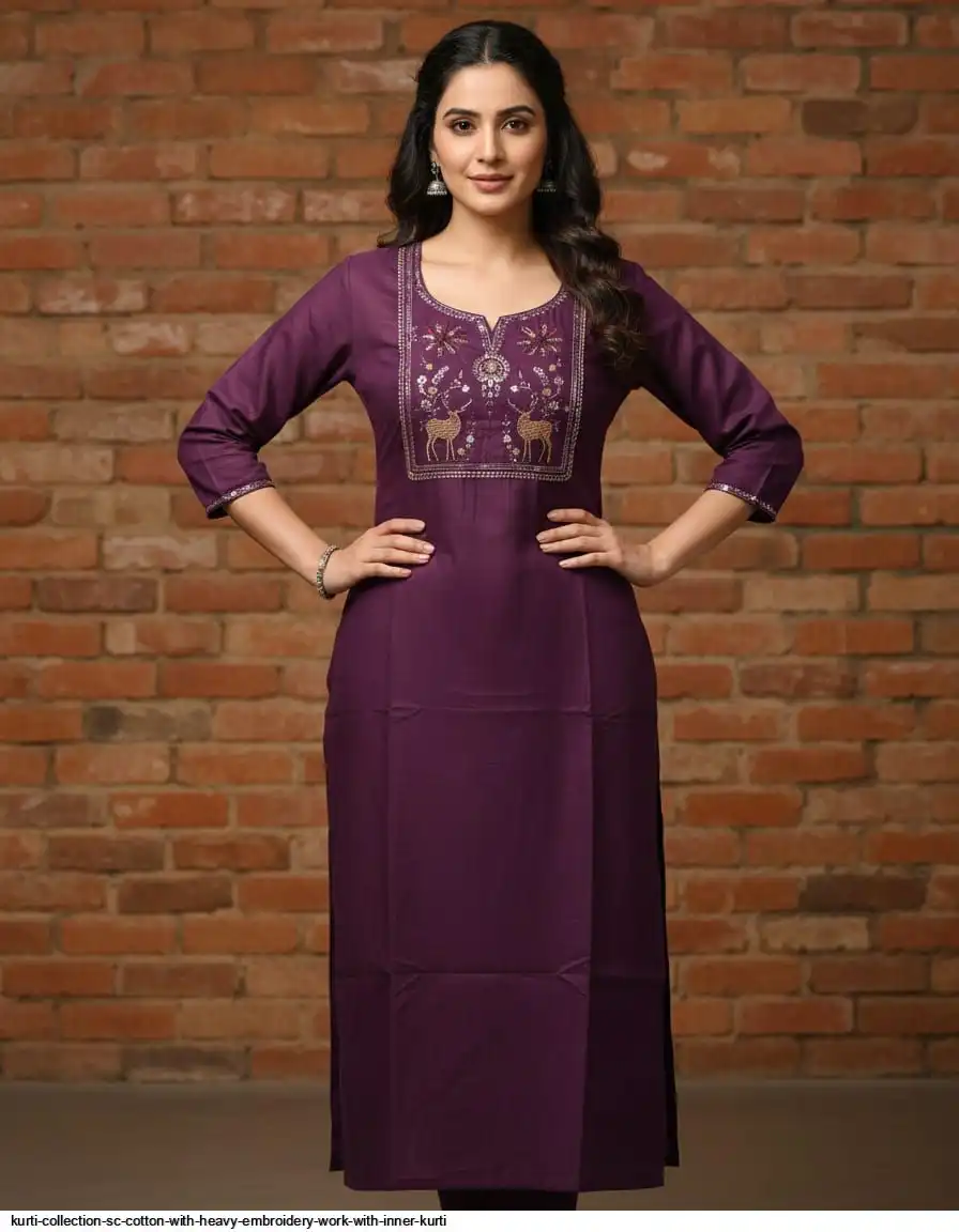 KURTI COLLECTION SC COTTON WITH HEAVY EMBROIDERY WORK WITH INNER KURTI 3