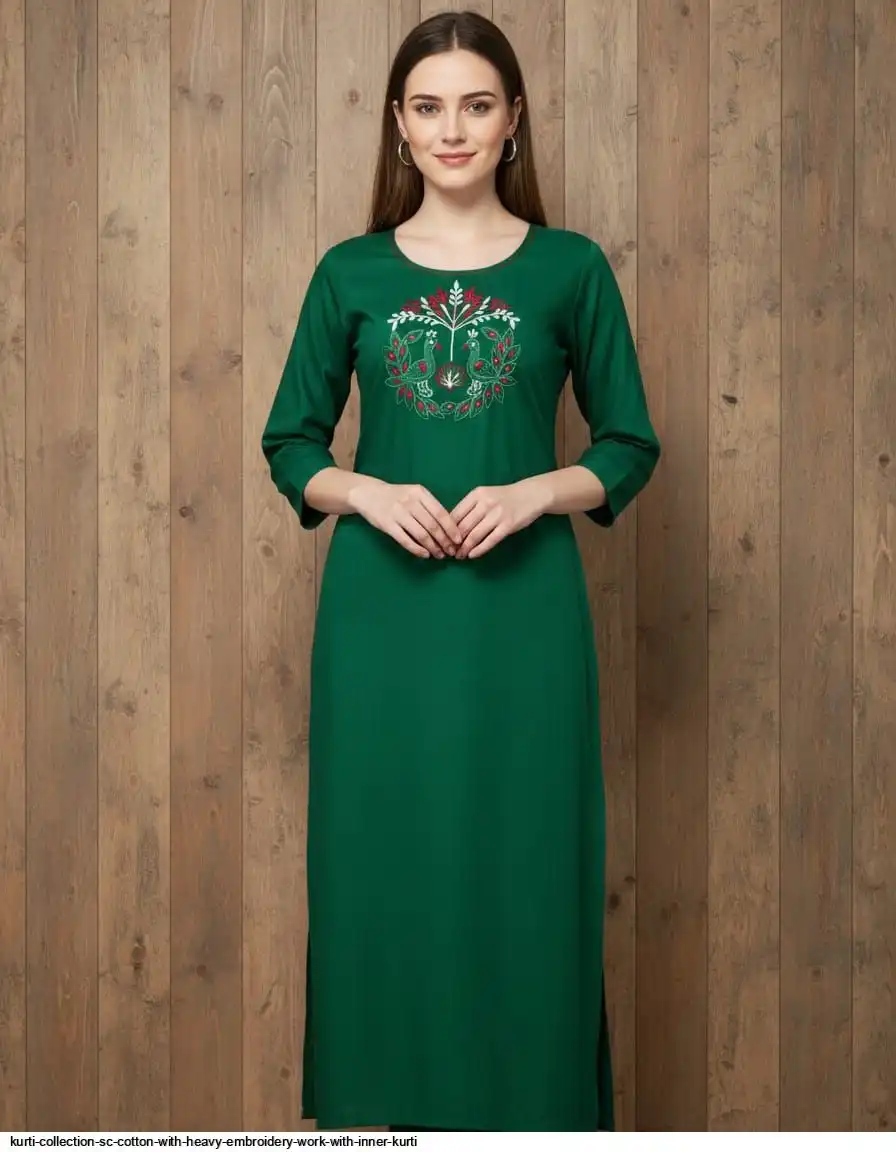 KURTI COLLECTION SC COTTON WITH HEAVY EMBROIDERY WORK WITH INNER KURTI 5