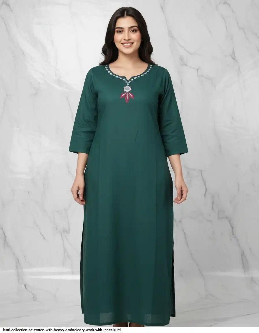 KURTI COLLECTION SC COTTON WITH HEAVY EMBROIDERY WORK WITH INNER KURTI 4