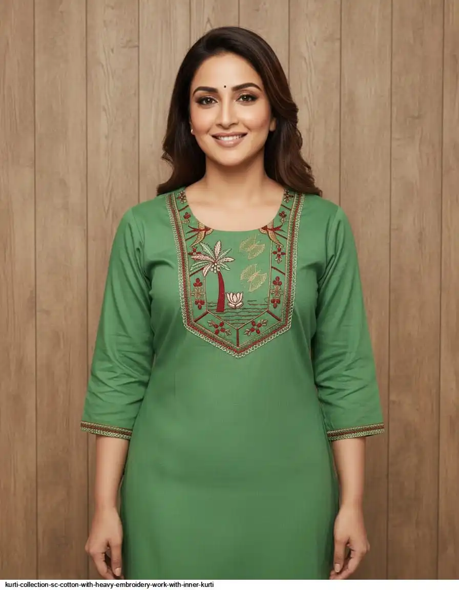 KURTI COLLECTION SC COTTON WITH HEAVY EMBROIDERY WORK WITH INNER KURTI 6
