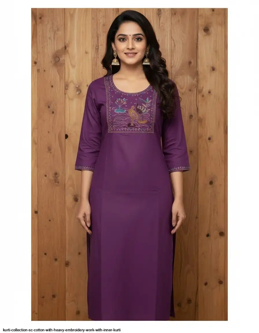 KURTI COLLECTION SC COTTON WITH HEAVY EMBROIDERY WORK WITH INNER KURTI 7