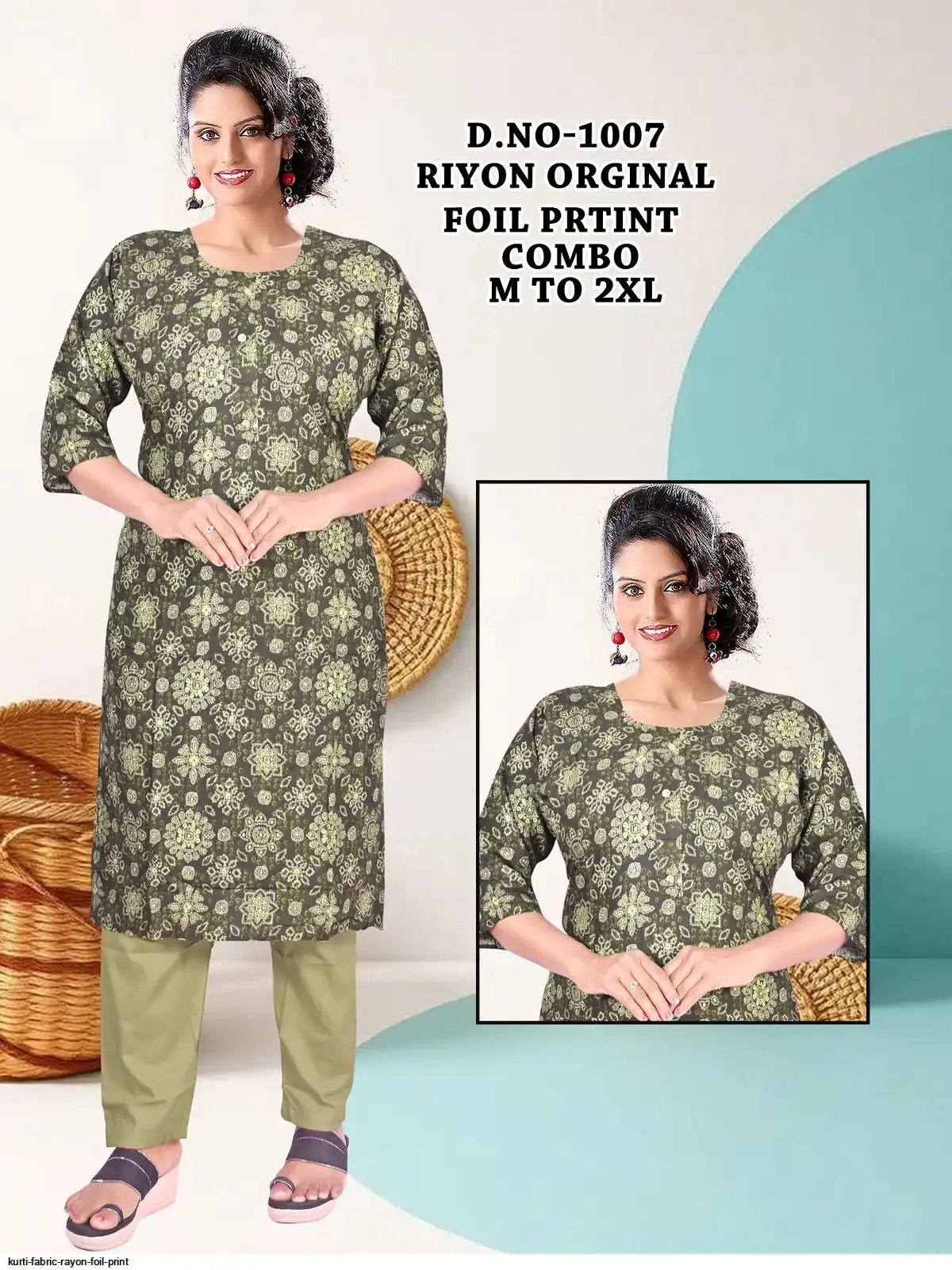 KURTI FABRIC RAYON FOIL PRINT 1