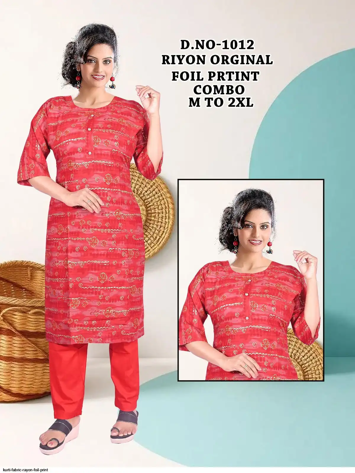 KURTI FABRIC RAYON FOIL PRINT 2