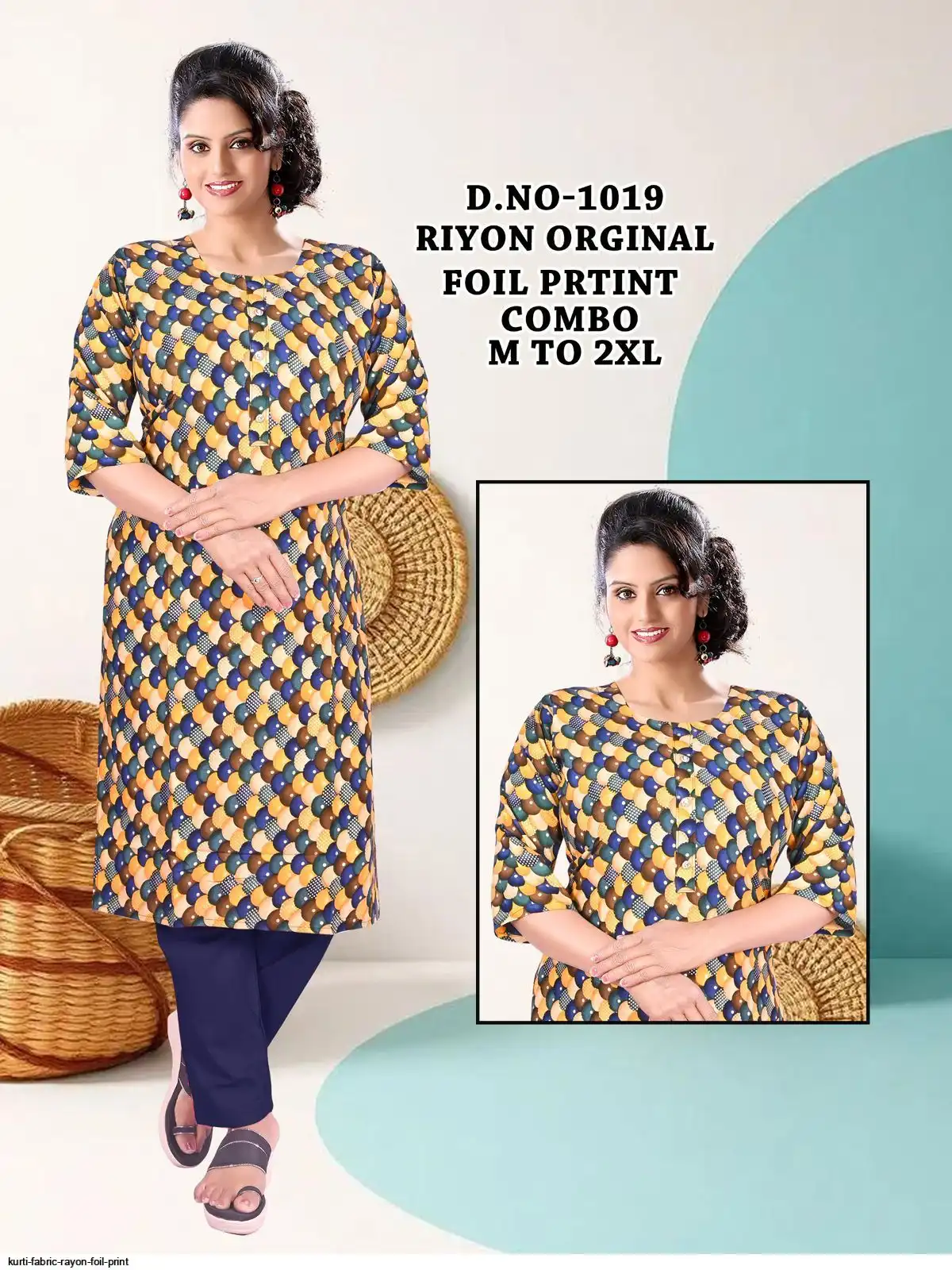 KURTI FABRIC RAYON FOIL PRINT 3