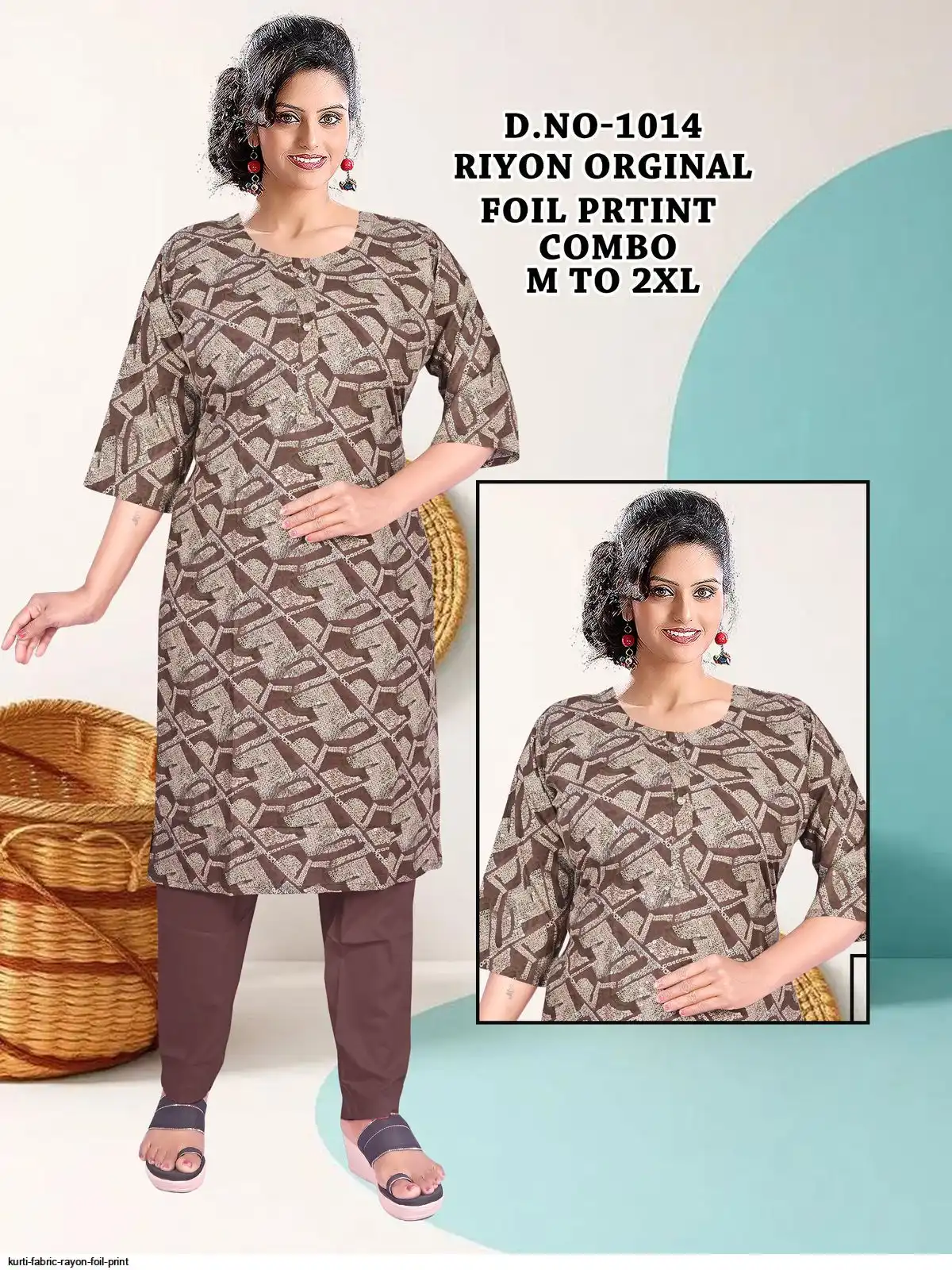 KURTI FABRIC RAYON FOIL PRINT 4