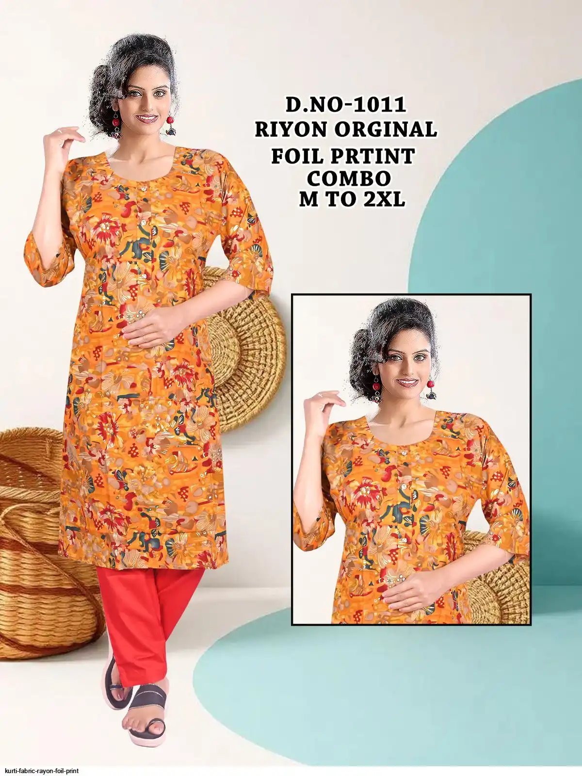 KURTI FABRIC RAYON FOIL PRINT 7