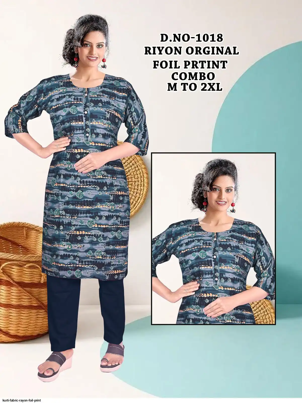KURTI FABRIC RAYON FOIL PRINT 9
