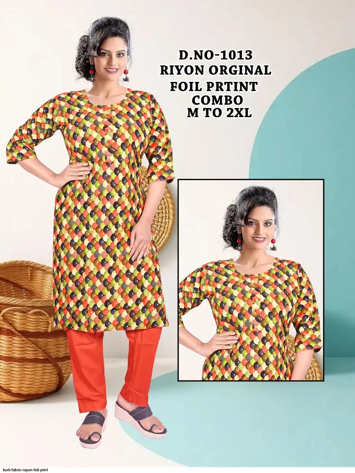 KURTI FABRIC RAYON FOIL PRINT 8
