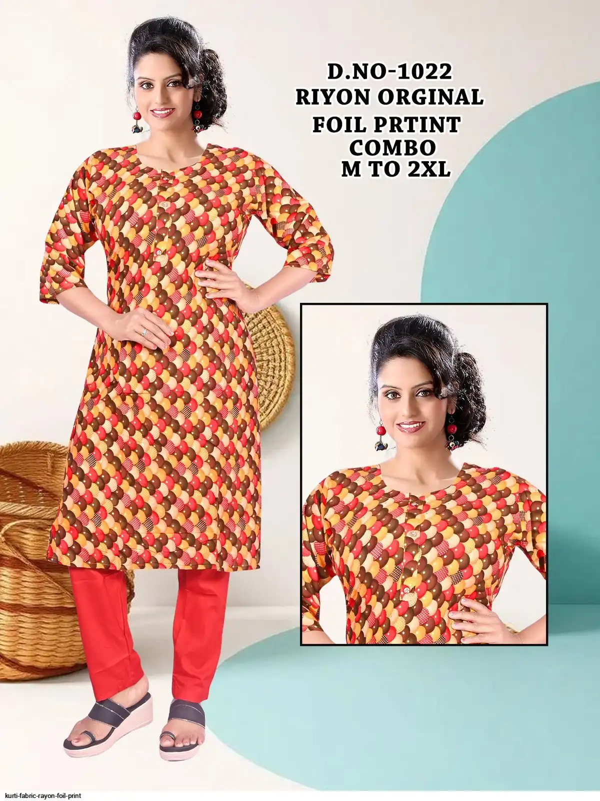 KURTI FABRIC RAYON FOIL PRINT 10