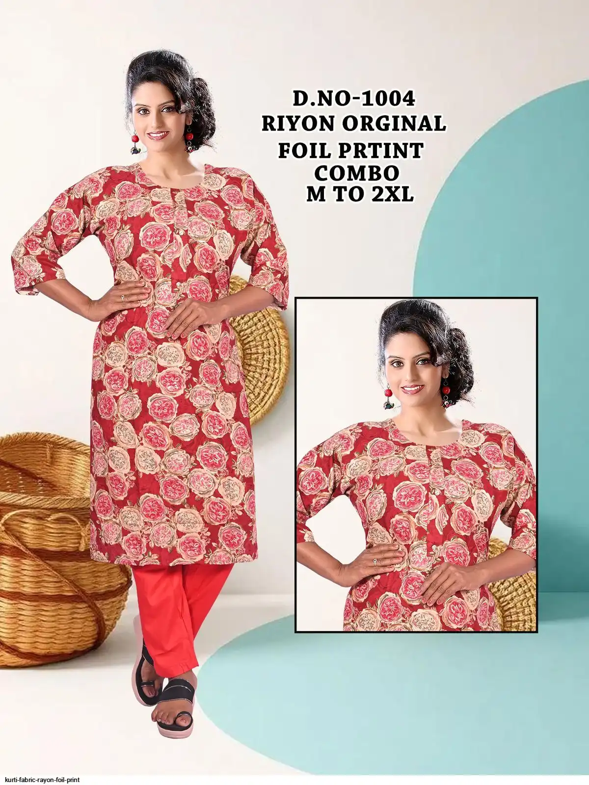 KURTI FABRIC RAYON FOIL PRINT 11
