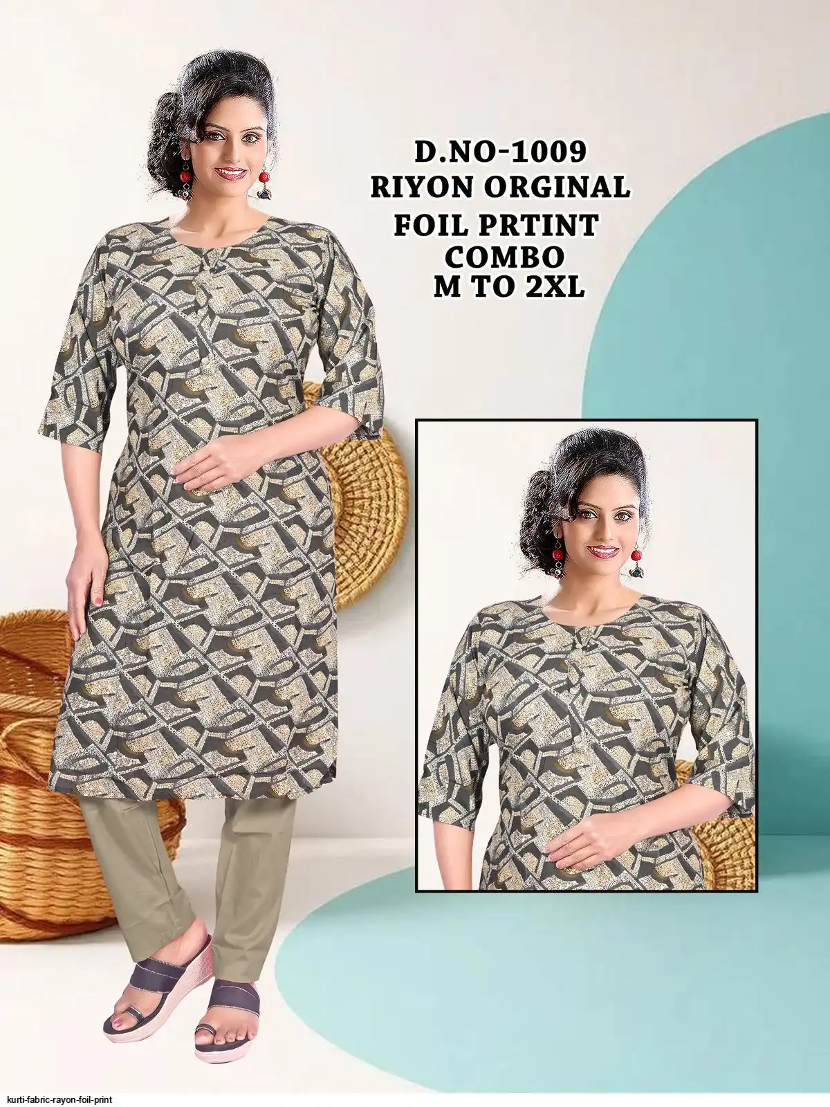 KURTI FABRIC RAYON FOIL PRINT 12