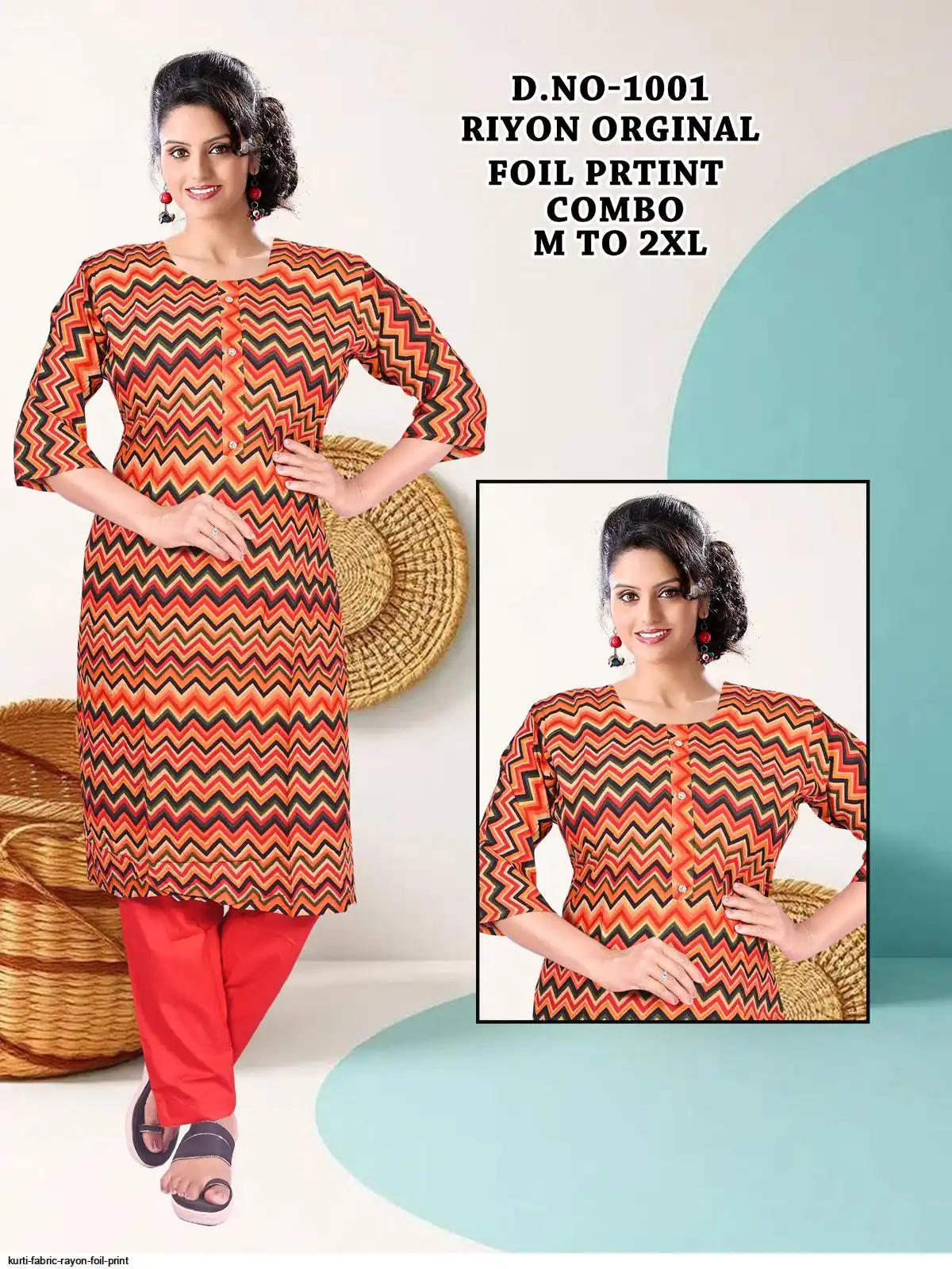 KURTI FABRIC RAYON FOIL PRINT 16