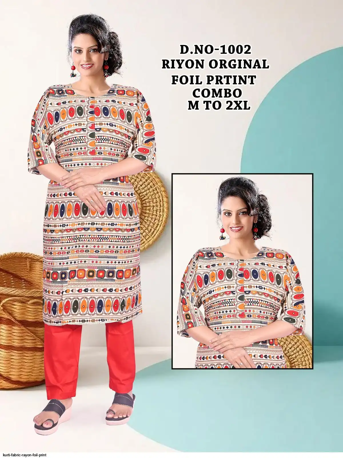 KURTI FABRIC RAYON FOIL PRINT 15