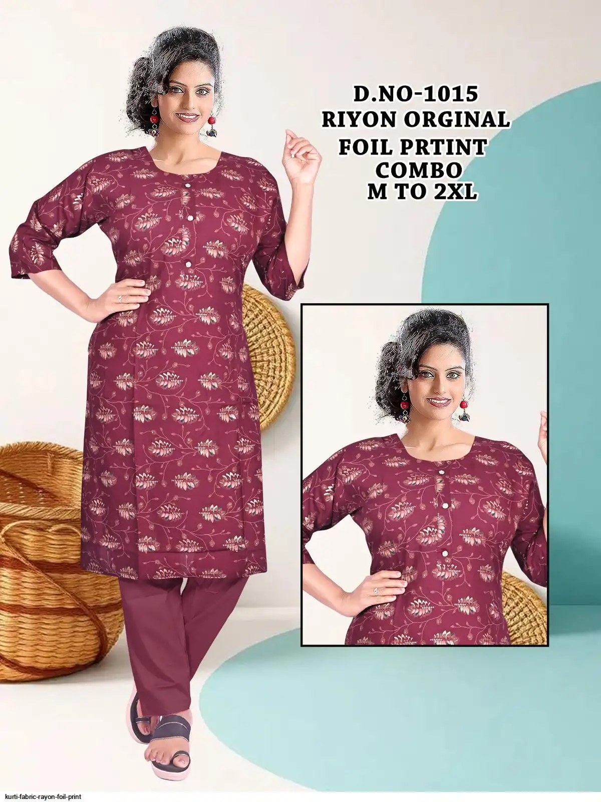 KURTI FABRIC RAYON FOIL PRINT 17