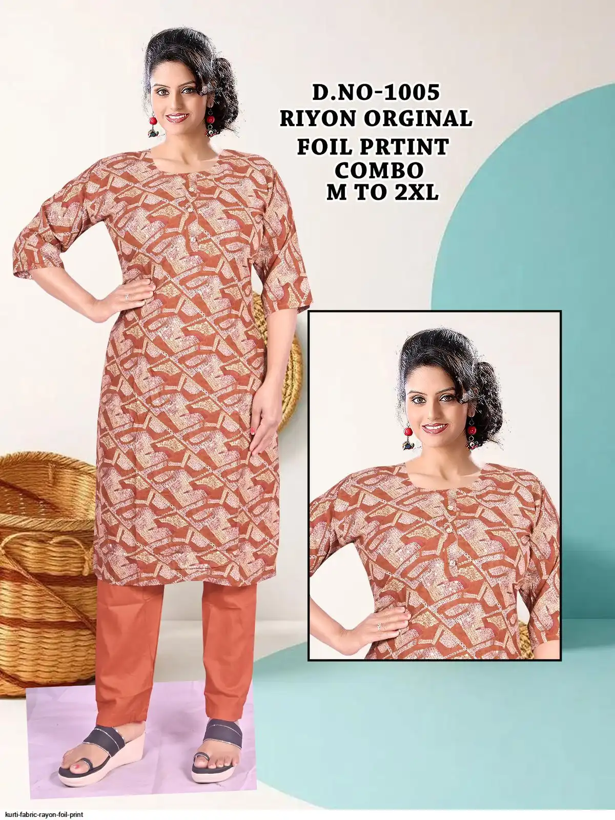 KURTI FABRIC RAYON FOIL PRINT 18