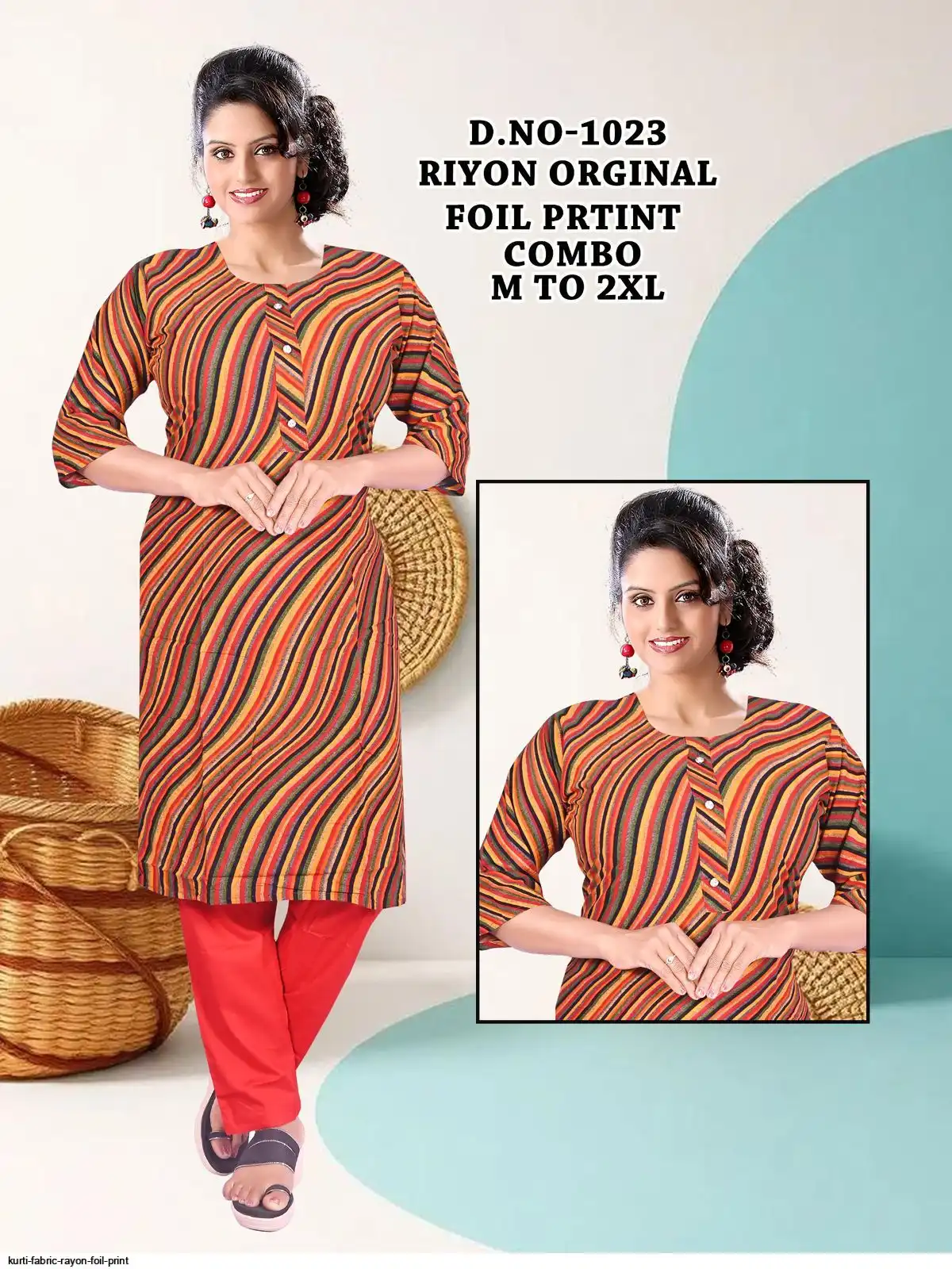 KURTI FABRIC RAYON FOIL PRINT 20