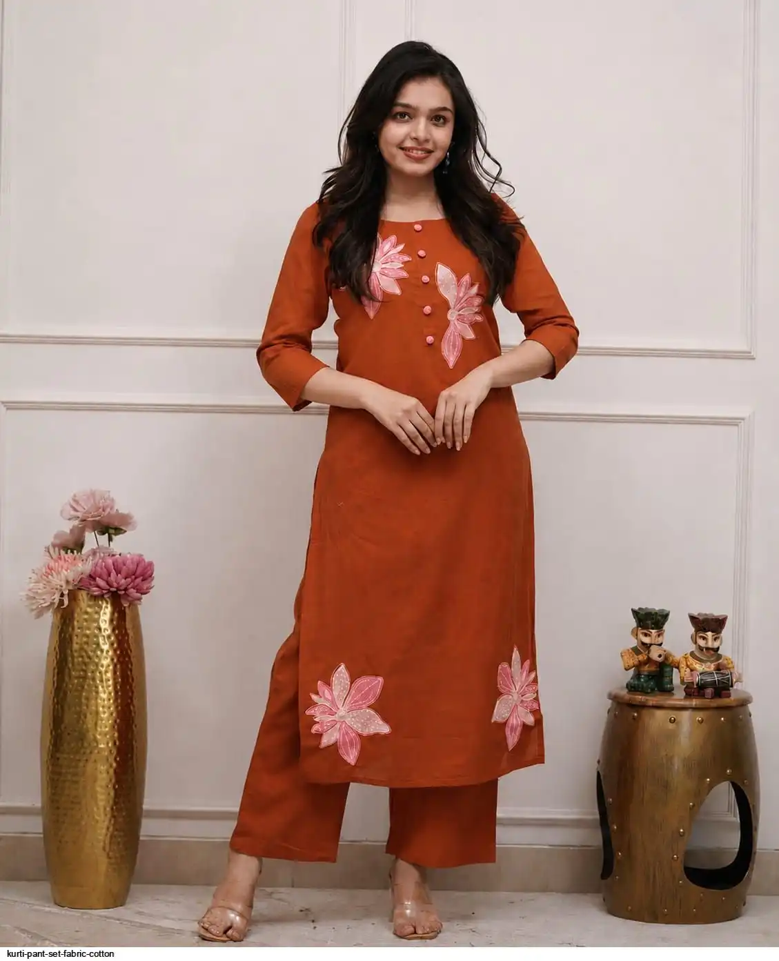 KURTI PANT SET FABRIC COTTON C