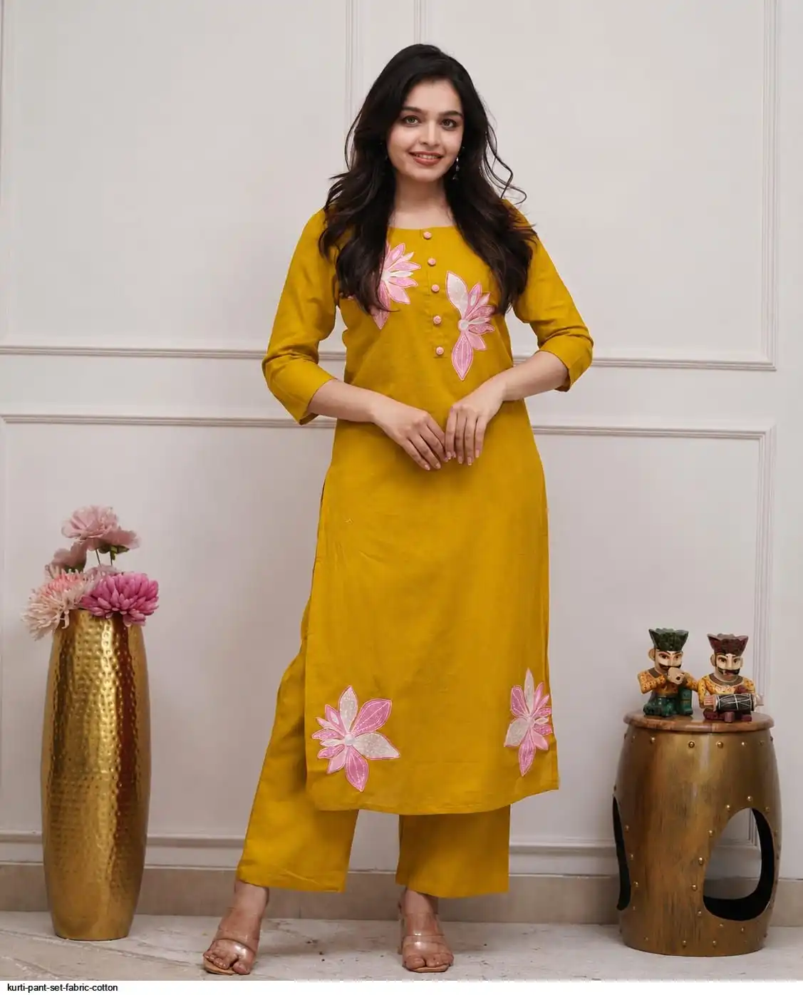 KURTI PANT SET FABRIC COTTON D