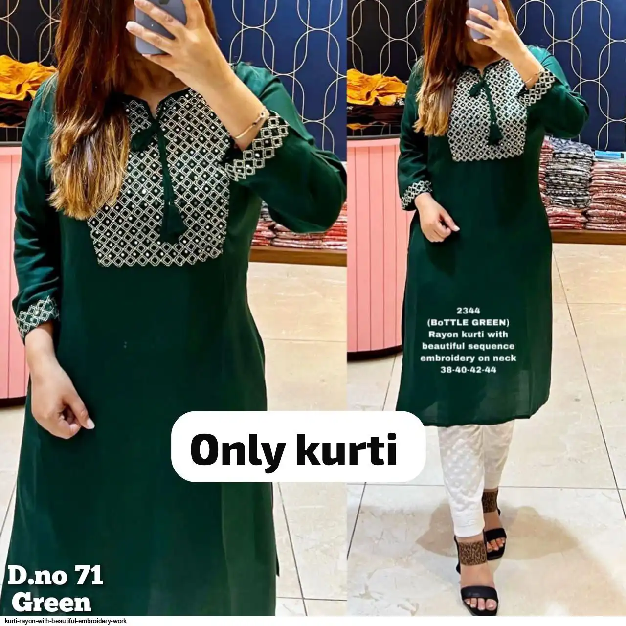 KURTI RAYON WITH BEAUTIFUL EMBROIDERY WORK 2