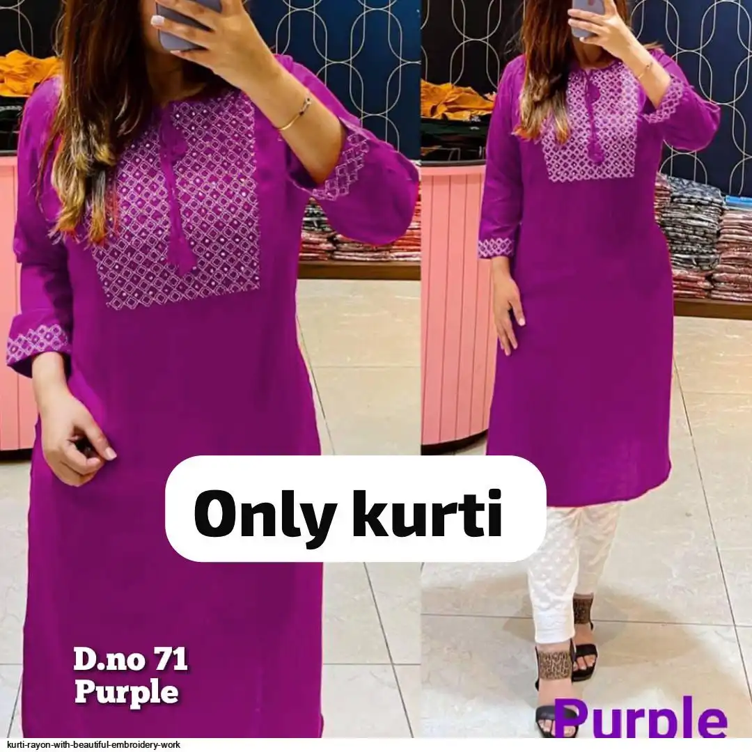 KURTI RAYON WITH BEAUTIFUL EMBROIDERY WORK 5