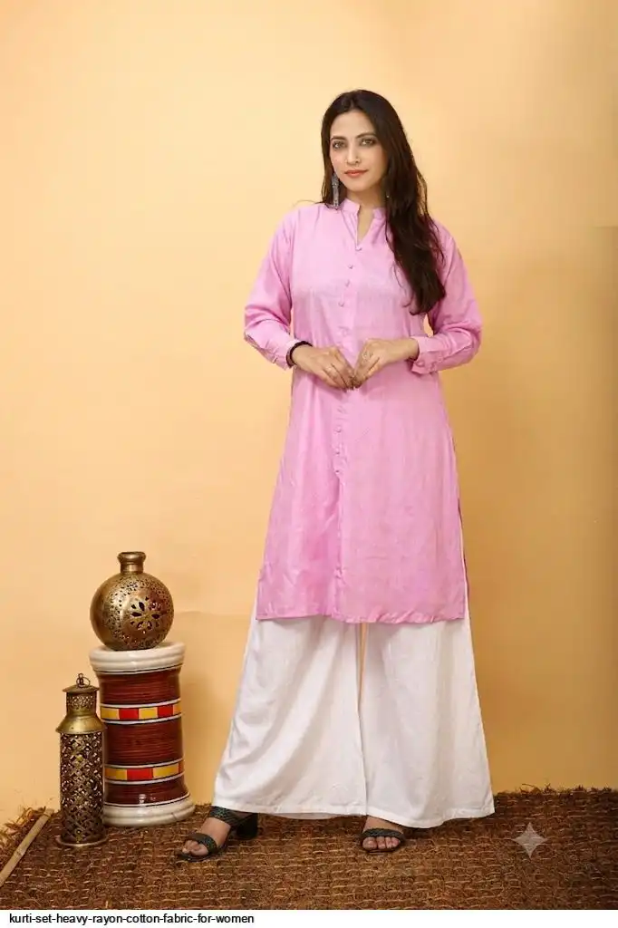 KURTI SET HEAVY RAYON COTTON FABRIC FOR WOMEN 2