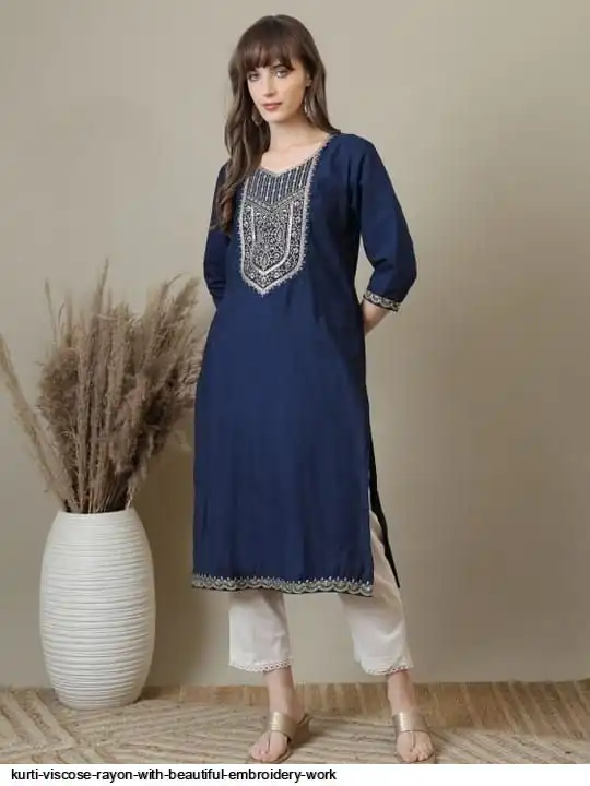 KURTI VISCOSE RAYON WITH BEAUTIFUL EMBROIDERY WORK 4