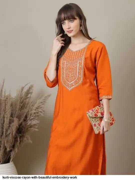 KURTI VISCOSE RAYON WITH BEAUTIFUL EMBROIDERY WORK 9