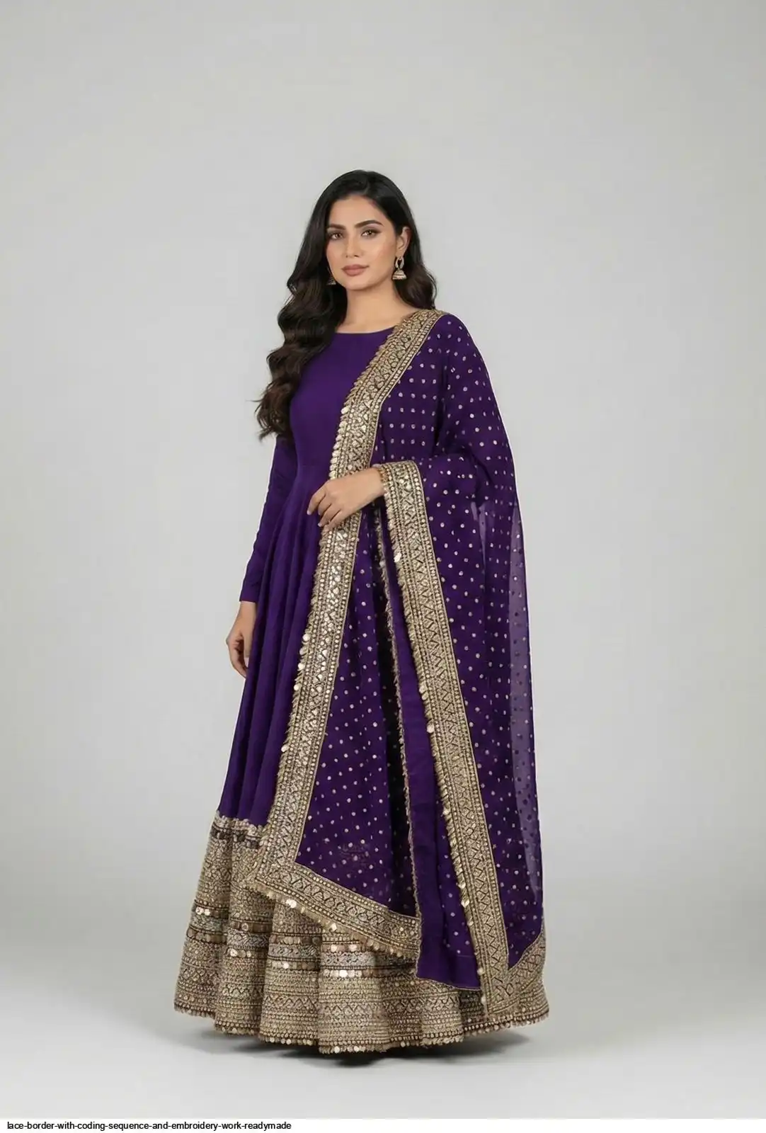 LACE BORDER WITH CODING SEQUENCE AND EMBROIDERY WORK READYMADE A